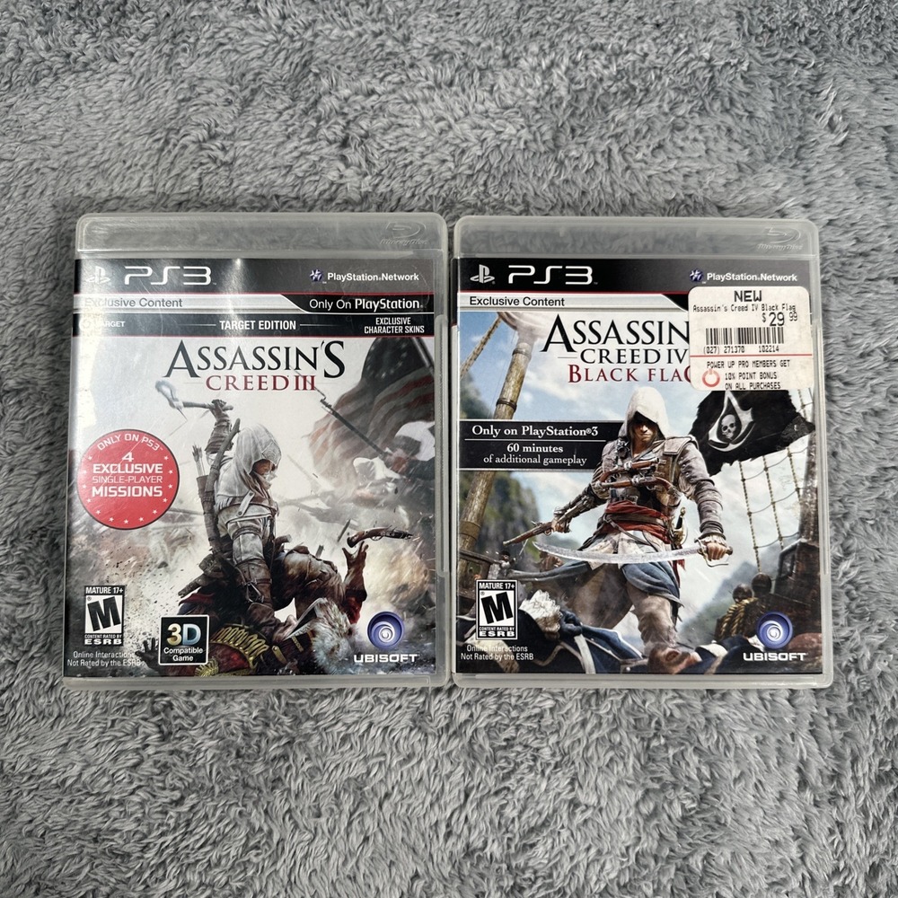 Assassin's Creed Game Lot III & IV Black Flag CIB Tested Working PS3 Pirate